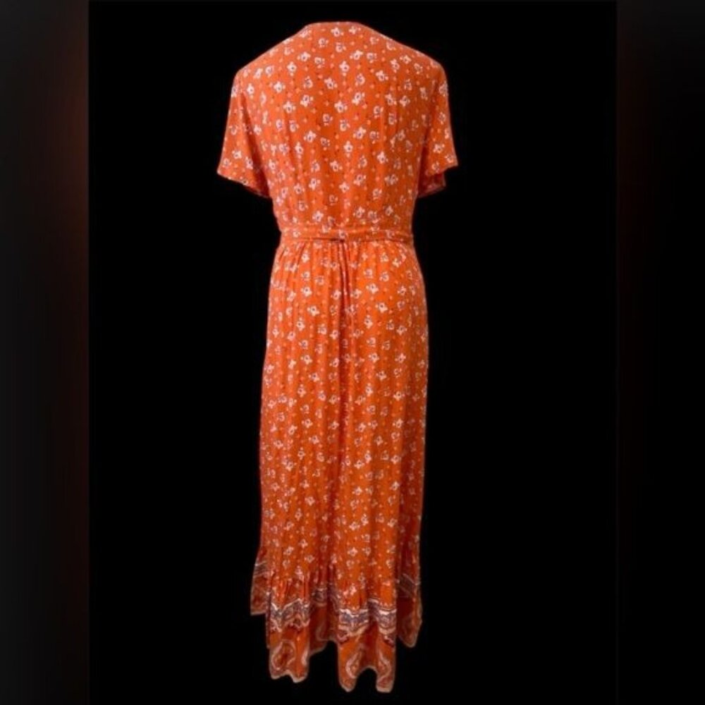 ZESICA Women's XL Bohemian Floral Wrap Maxi Dress Western Festival Cowgirl Boho - Picture 6 of 8